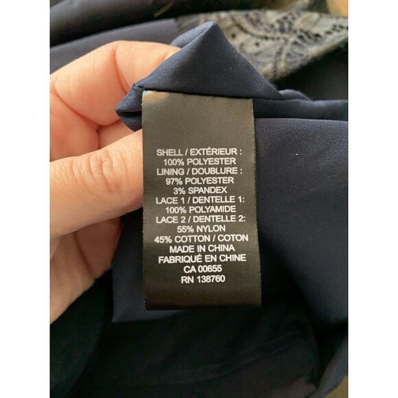 NWT RW&CO Dress Size 10 Dark Blue Black Lace Details Office Cocktail Sleeveless - Picture 11 of 12